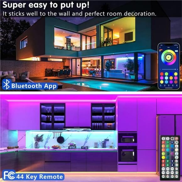 100ft LED Strip Lights Color Changing Music Sync App Control Lights for Bedroom - Picture 3 of 8